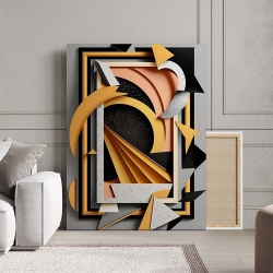 Tablou Canvas Modern Abstract - 3D Shapes and frame - Img 3