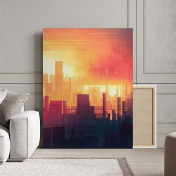 Tablou Canvas Modern Abstract - Abstract city in burning colors