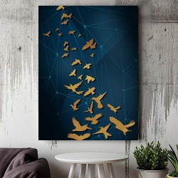 Tablou Canvas Modern Abstract - Flying golden birds - Img 3