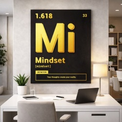 Tablou Canvas Motivational - Mindset (gold)