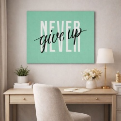 Tablou Canvas Motivational - Never give up (teal)