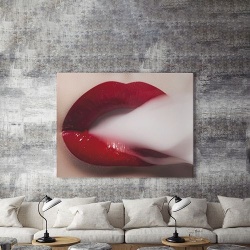 Tablou Canvas White Smoke, Red Lips - Img 3