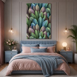 Tablou Vegetatie - Frunze exotice in nuante pastel (034)