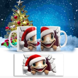 Cana De Craciun - Cute Baby Dino on White - Img 2