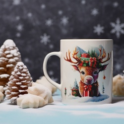 Cana De Craciun - Cute Watercolor Reindeer with Presents