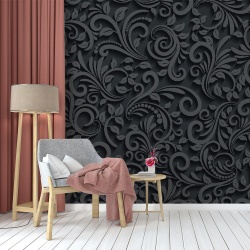 Fototapet - 3D Black elegant floral deco (FTD1000300) - Img 3