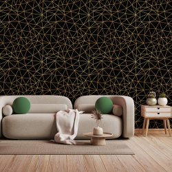 Fototapet Art Deco Fundal Negru cu Pattern Auriu 137 - Img 4