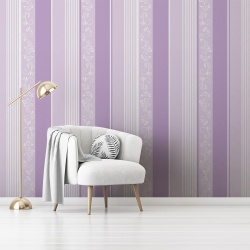Fototapet Dungi verticale in nuante mov pastel si elemente florale (Stripes 054) - Img 1