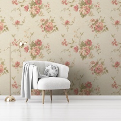 Fototapet Floral - Flori in culori pastel cu fundal crem (Floral 079) - Img 2
