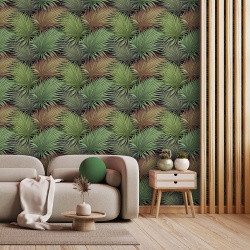 Fototapet Natura - Vegetatie Pattern Frunze Exotice Pastel 036 - Img 1