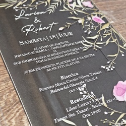 Invitatie plexi transparent 2mm - 21x15cm si plic negru set 20buc - Img 7