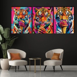 Set 3 Tablouri Canvas - Urban art tigers - Img 2