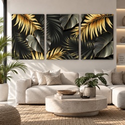 Set 3 Tablouri - Golden Jungle