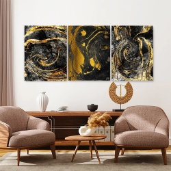 Set 3 Tablouri - Golden lava
