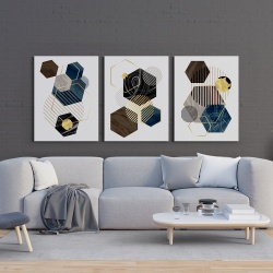 Set 3 Tablouri - Minimalist marble hexagones - Img 3