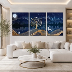Set Tablouri Canvas - Enchanted Forest At Night