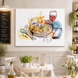 Tablou Bucatarie - Pasta And Wine