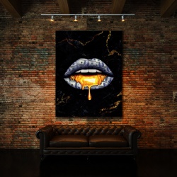 Tablou Canvas Golden Dollar Lips - Img 4