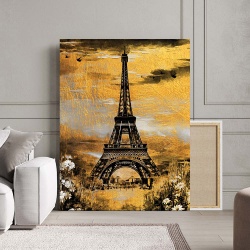 Tablou Canvas - Golden Eiffel Tower - Img 2
