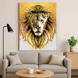 Tablou Canvas - Golden Tribal Lion - Img 2