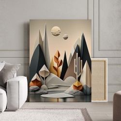 Tablou Canvas Modern Abstract - 3D Lanscape with clay trees