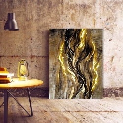 Tablou Canvas Modern Abstract - Abstract golden flames - Img 2