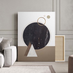 Tablou Canvas Modern Abstract - Cerc din imitatie de marmura neagra - Img 3