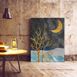 Tablou Canvas Modern Abstract - Half moon above golden trees - Img 3