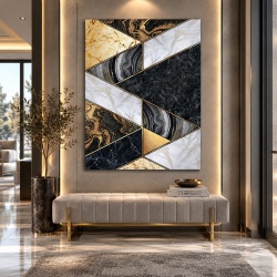 Tablou Canvas Modern Abstract - Marble and gold zig zags