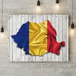 Tablou Canvas Romania Steag Si Contur - Img 2