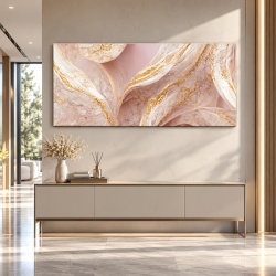 Tablou Marmura - Pastel Pink and Golden Waves (077)