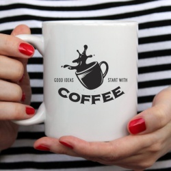 Cana cu Mesaj Good Ideas Start With Coffee - Img 2