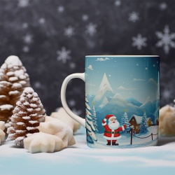 Cana De Craciun - Cartoon Santa in the Snow