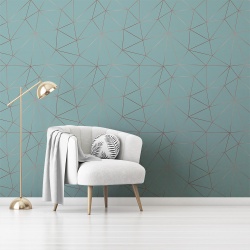 Fototapet Art Deco Fundal Bleu cu Linii Rosii 107