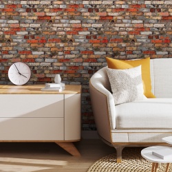 Fototapet Caramida - Zid vechi din caramizi multicolore (Brick 030)