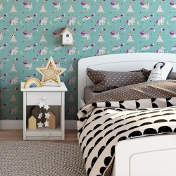 Fototapet Copii - Unicorni pe fundal albastru (Baby 062)
