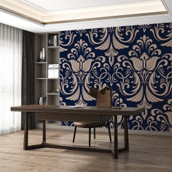Fototapet - Elegant floral patterns on blue background (FTD1000280)
