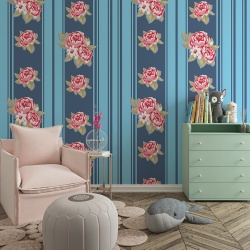 Fototapet Floral - Benzi albastre si trandafiri (Floral 033)