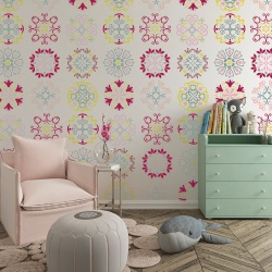 Fototapet Floral - Pattern cu flori minimaliste stilizate (Floral 048) - Img 2