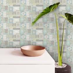 Fototapet Imitatie Faianta - Placi cu modele abstracte pastel (Tile 026) - Img 3