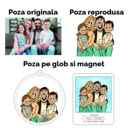 Pachet Cadou Glob Magnet Cana personalizata cu poza sub forma de desene. - Img 2