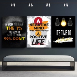 Pachet tablouri canvas motivationale - set 3 tablouri Negative, Time to shine si 1% - Img 3