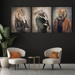 Set 3 Tablouri Canvas - Animale exotice personificate - Img 3