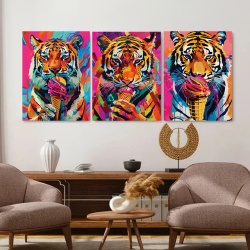 Set 3 Tablouri Canvas - Urban art tigers - Img 3