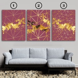 Set 3 Tablouri Elegante - Golden Splash on Red (ZAZ 001, 011, 021) - Img 2