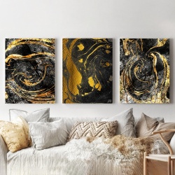 Set 3 Tablouri - Golden lava - Img 2