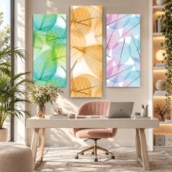 Set 3 Tablouri Vegetatie - Frunze stilizate pastel (048, 049, 052)