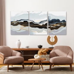Set Tablouri Canvas - Marble And Golden Waves - Img 2
