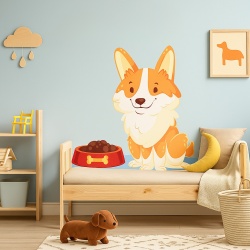 Sticker Copii - Corgi la masa