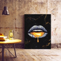 Tablou Canvas Golden Dollar Lips - Img 2